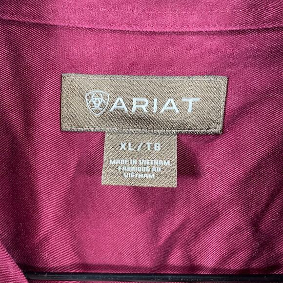 Ariat Team Logo Twill Classic Shirt Men's XL Red/Burgundy Western Cowboy Rodeo - Picture 6 of 12
